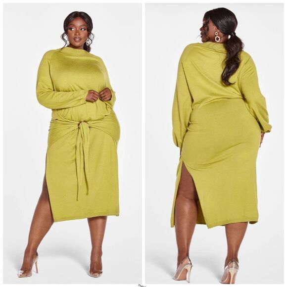 Fashion To Figure Quinn Tie Front Sweater Dress - Gabi Fresh X FTF 1X - Picture 2 of 9